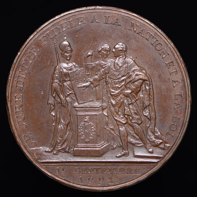 France, Louis XVI Acceptance of New French Constitution Medal (Maz 244)
