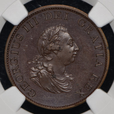 1799 Great Britain Halfpenny (Peck 1246, Bronzed Pattern)